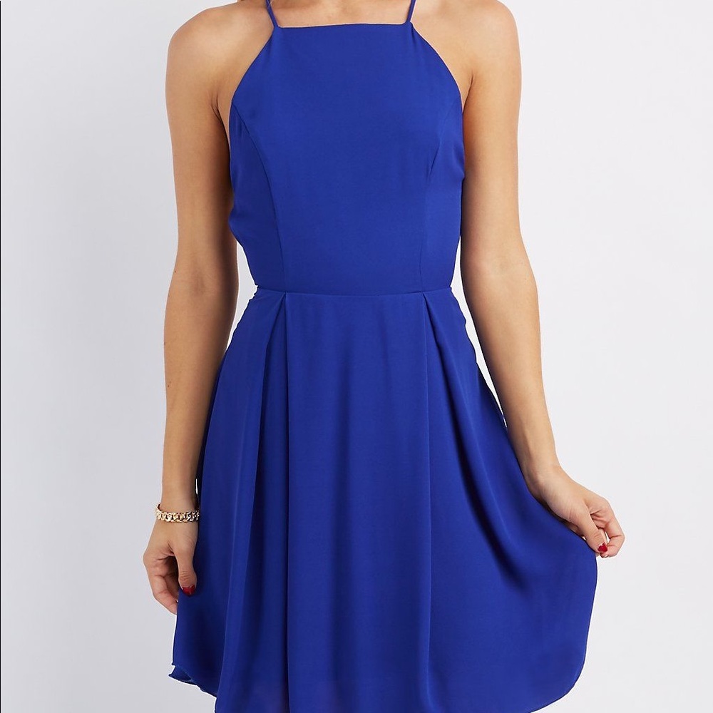 Charlotte Russe Cobalt Blue High Neck Dress